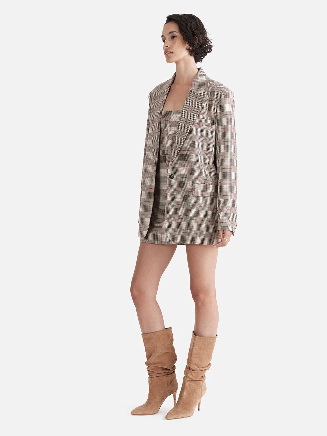 Elysian Collective Ena Pelly Elena Boyfriend Blazer Mini Check