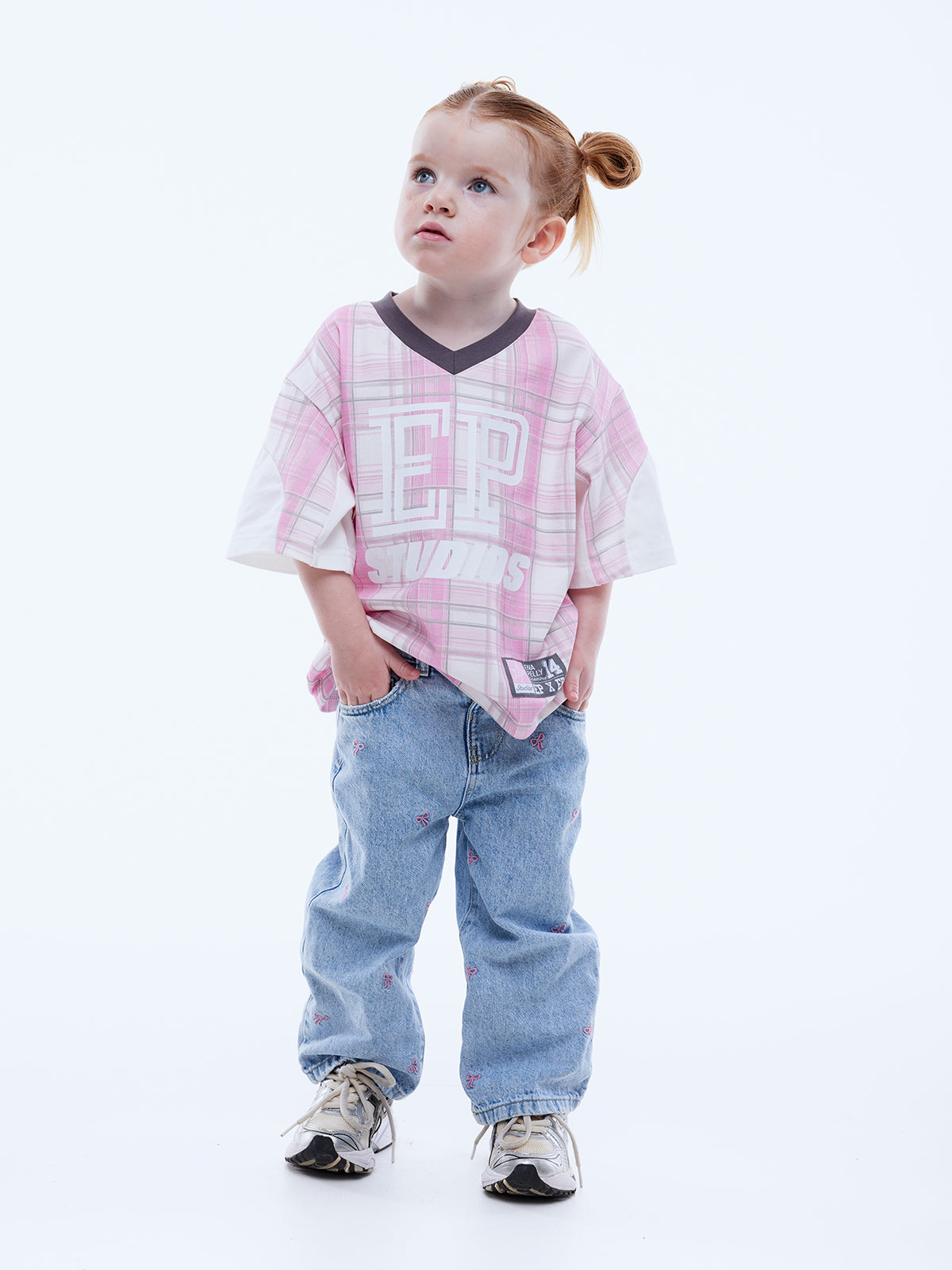 Elysian Collective Ena Pelly Ellidy Pullin Kids Lunar Jersey Pink Check
