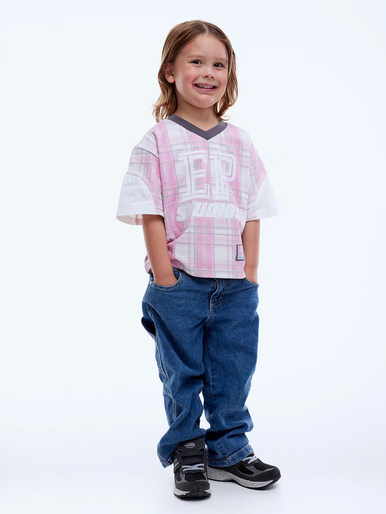 Elysian Collective Ena Pelly Ellidy Pullin Kids Lunar Jersey Pink Check