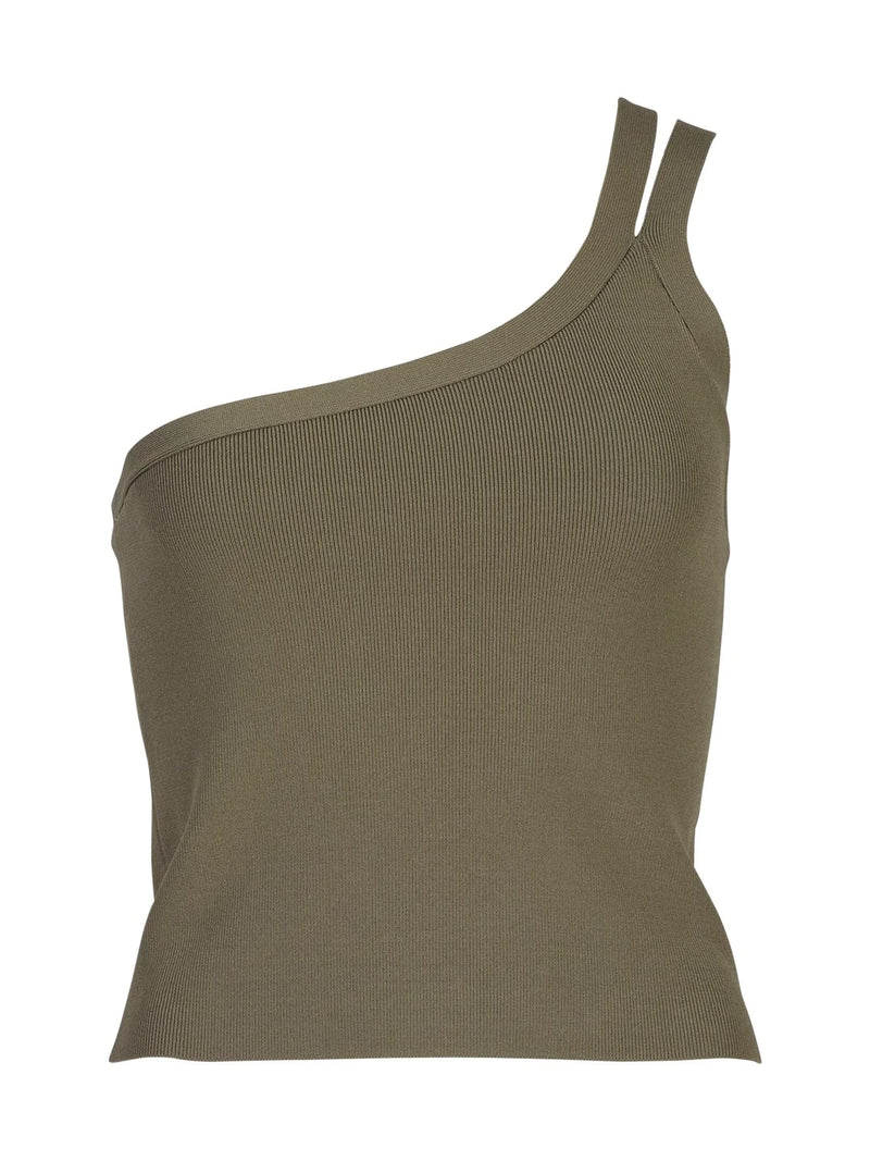 Elysian Collective Ena Pelly Evie Luxe Assymetric Knit Tank Olive