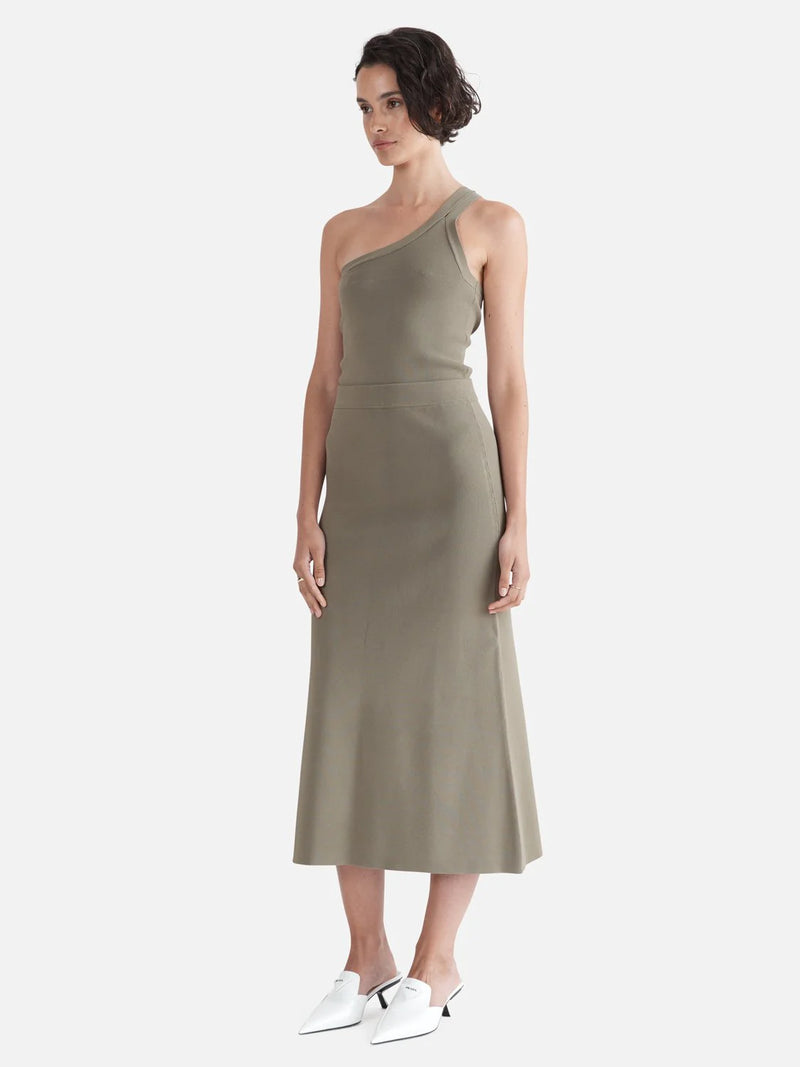 Elysian Collective Ena Pelly Evie Luxe Knit Maxi Skirt Olive