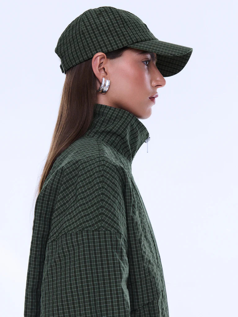 Elysian Collective Ena Pelly Fallon Check Cap Olive Check