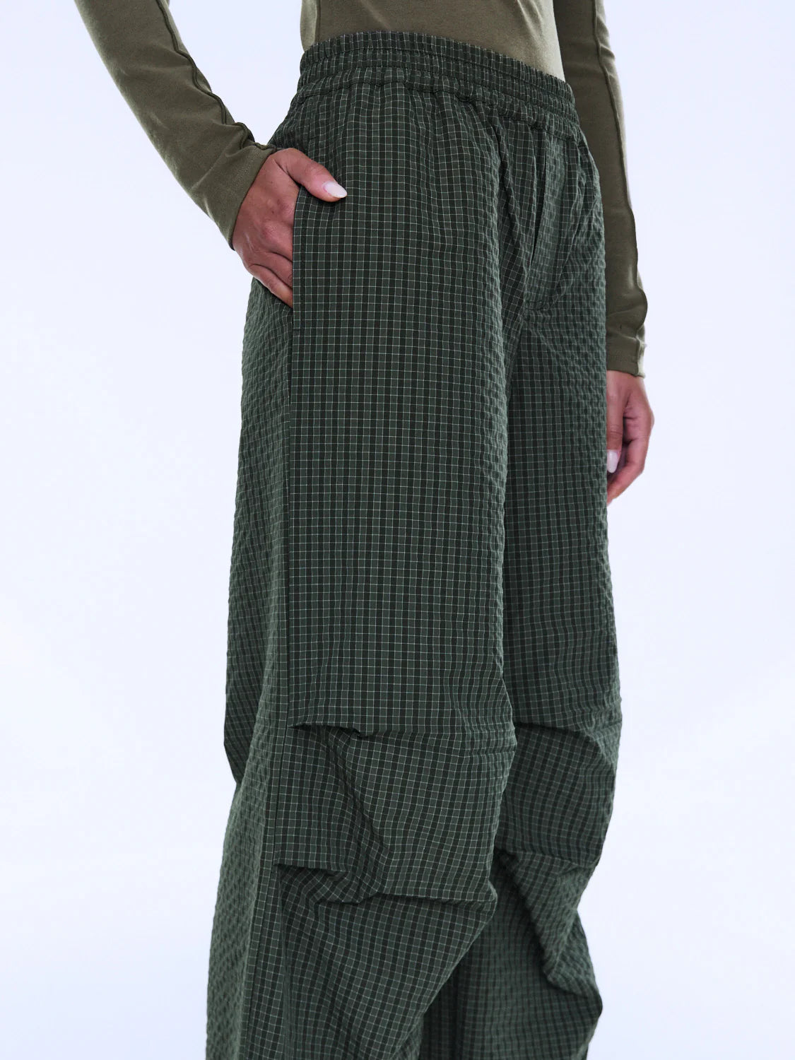 Elysian Collective Ena Pelly Fallon Relaxed Pant Olive Check