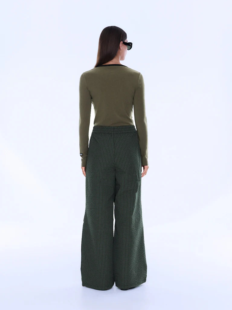 Elysian Collective Ena Pelly Fallon Relaxed Pant Olive Check