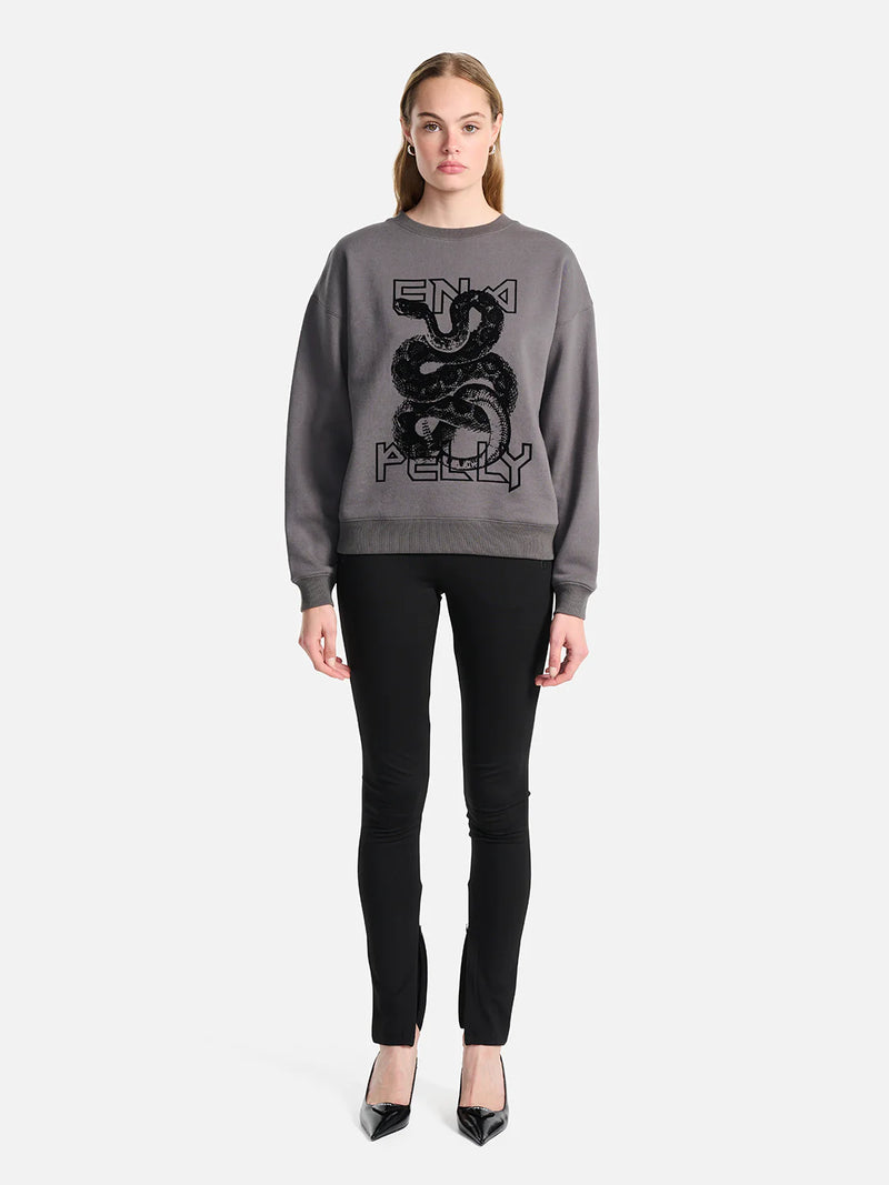 Elysian Collective Ena Pelly Flocked Python Relaxed Sweater Charcoal
