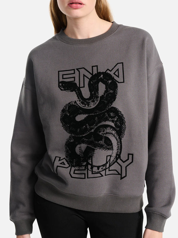 Elysian Collective Ena Pelly Flocked Python Relaxed Sweater Cha