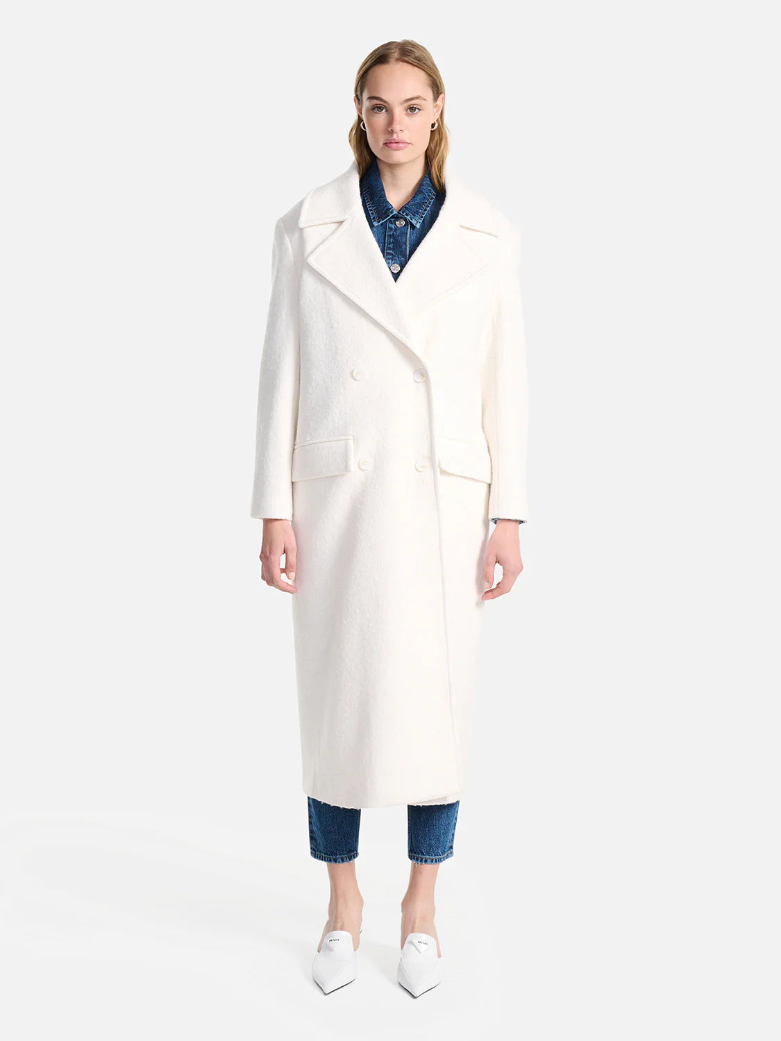 Elysian Collective Ena Pelly Harper Boucle Coat Bone 