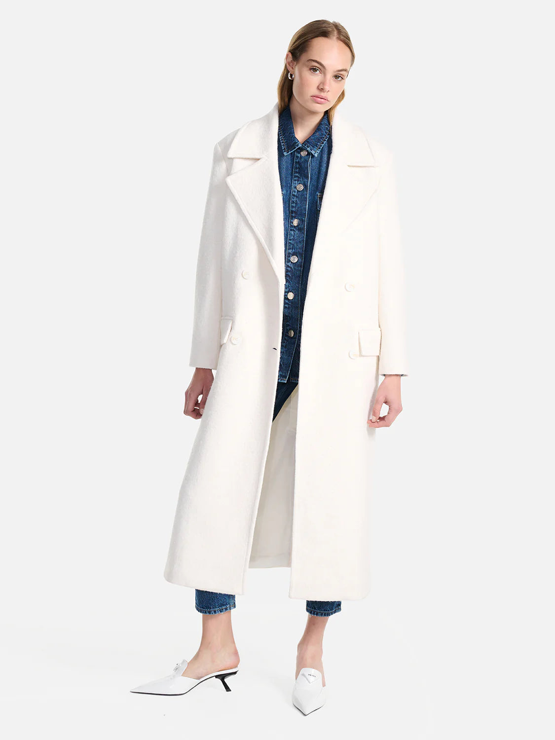 Elysian Collective Ena Pelly Harper Boucle Coat Bone 