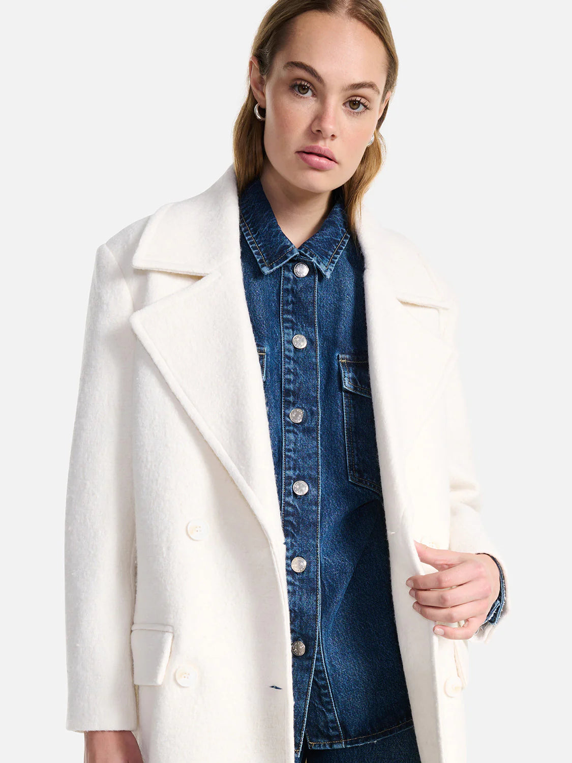 Elysian Collective Ena Pelly Harper Boucle Coat Bone 