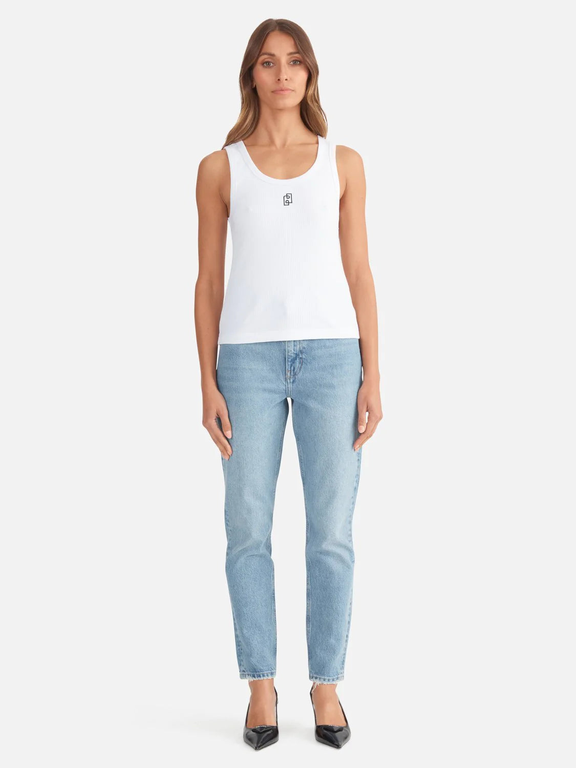 Elysian Collective Ena Pelly Kendall Monogram Tank White