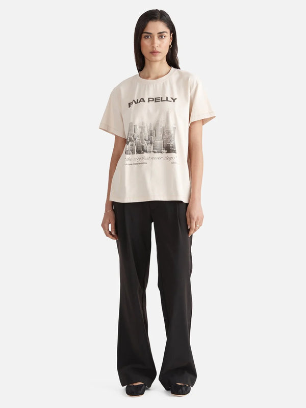 Elysian Collective Ena Pelly Letters from New York Oversized Tee Parchmnent