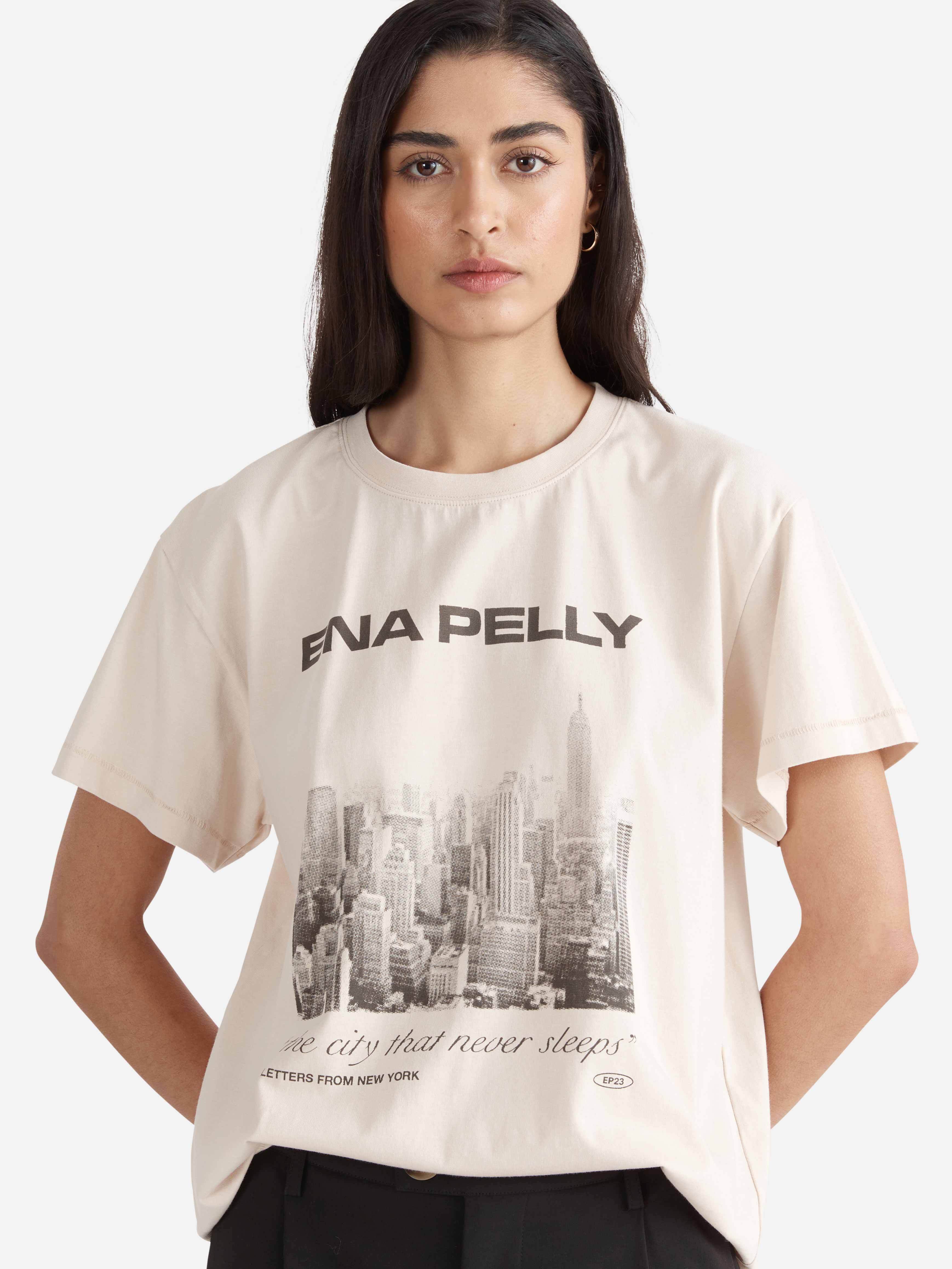 Elysian Collective Ena Pelly Letters from New York Oversized Tee Parchmnent