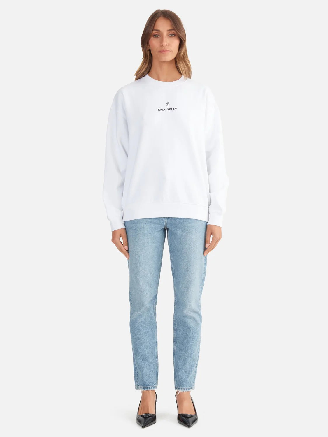 Elysian Collective Ena Pelly Lexi Monogram Sweater White