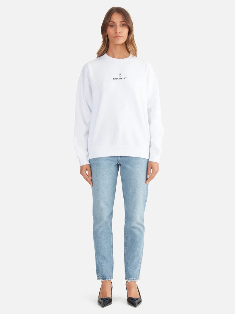 Elysian Collective Ena Pelly Lexi Monogram Sweater White