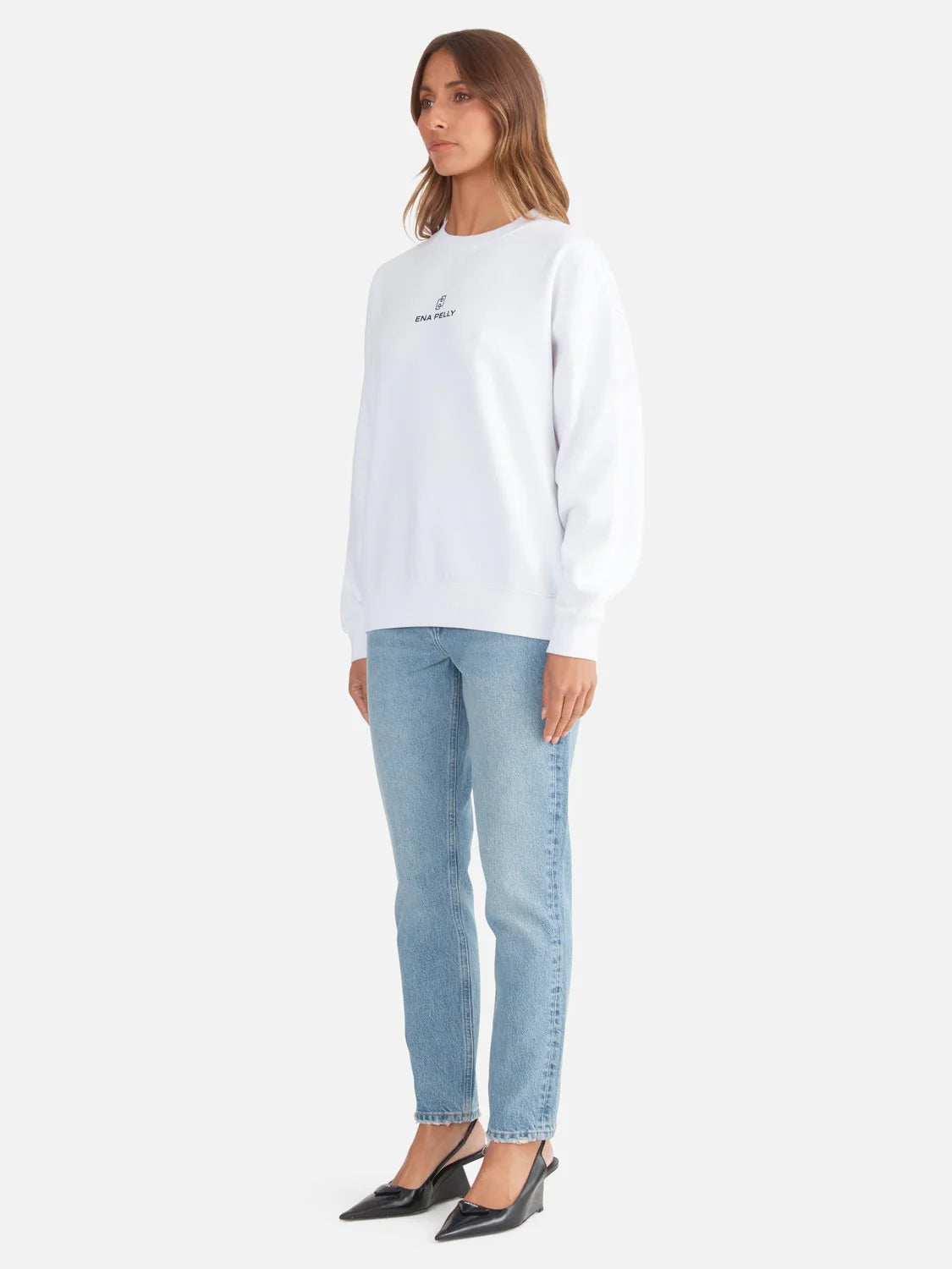 Elysian Collective Ena Pelly Lexi Monogram Sweater White