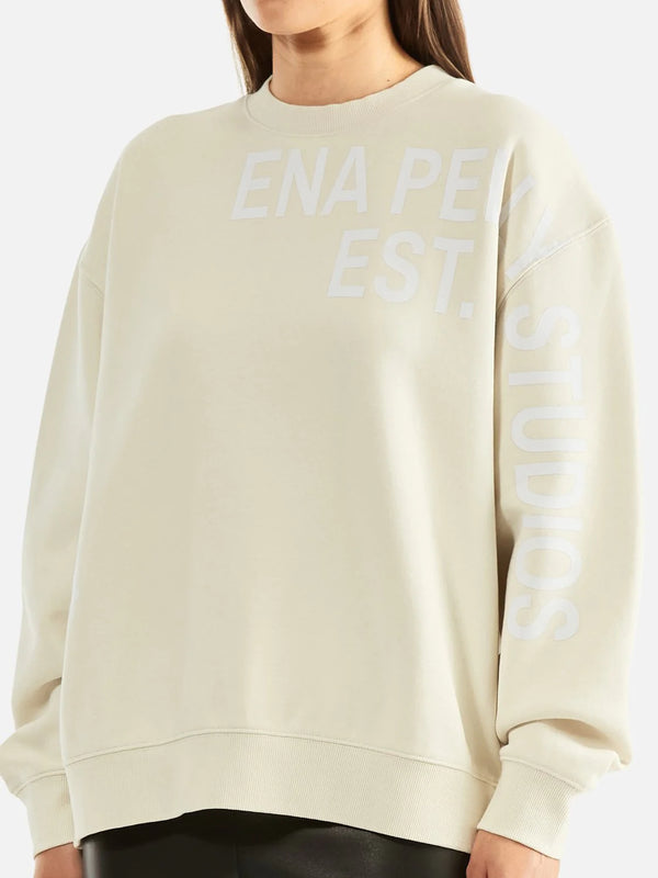 Elysian Collective Ena Pelly Lilly Oversized Sweater Studio Off White Wash Cement