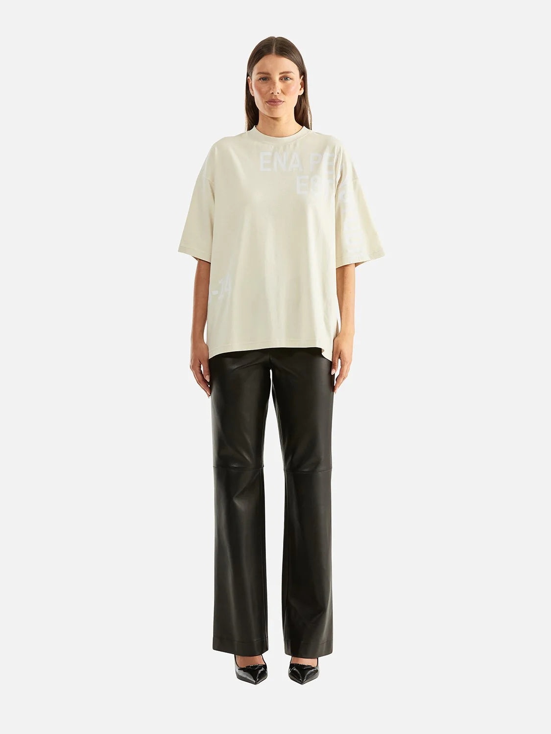 Elysian Collective Ena Pelly Mia Oversized Tee Off White Wash Cement