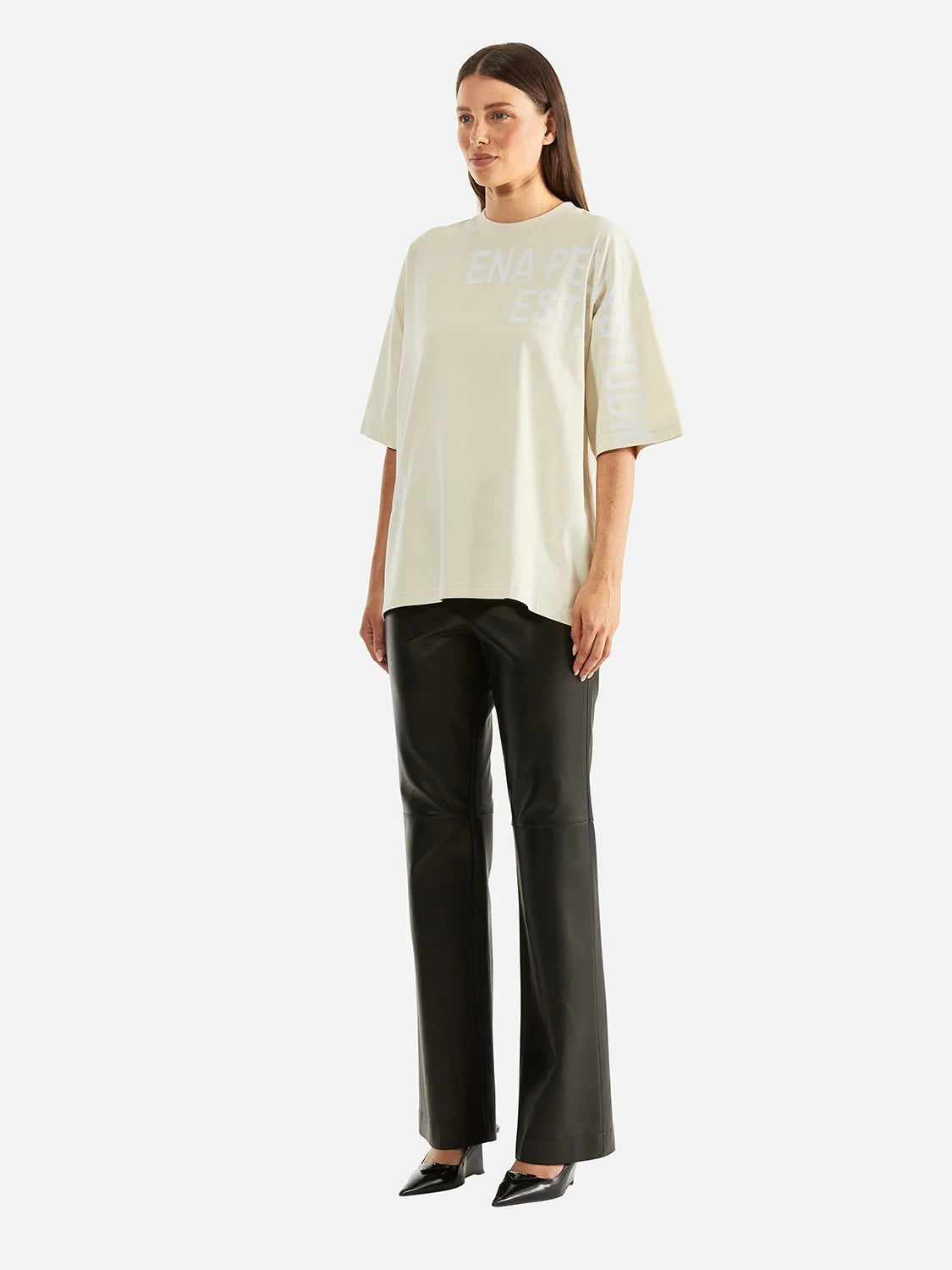 Elysian Collective Ena Pelly Mia Oversized Tee Off White Wash Cement