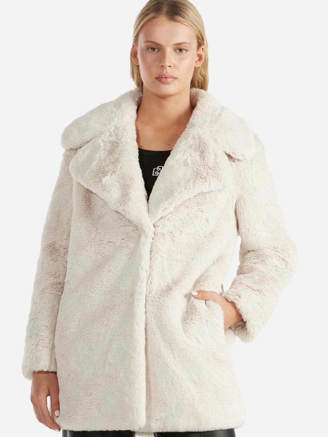 Elysian Collective Ena Pelly Minimalist Faux Fur Jacket