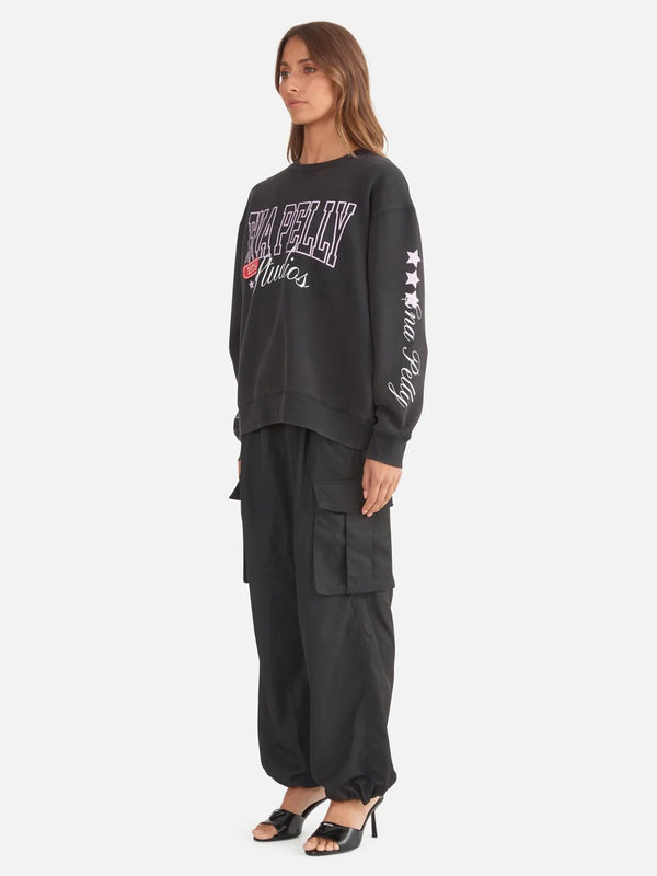 Elysian Collective Ena Pelly Mix Oversized Sweater Washed Black