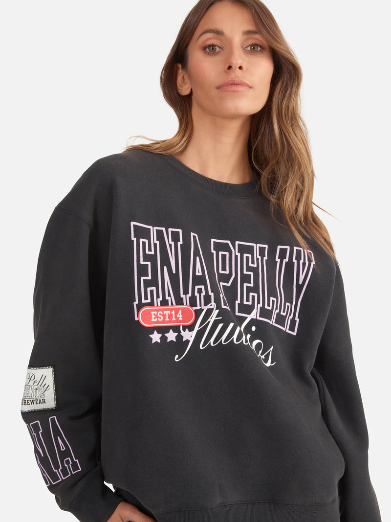 Elysian Collective Ena Pelly Mix Oversized Sweater Washed Black