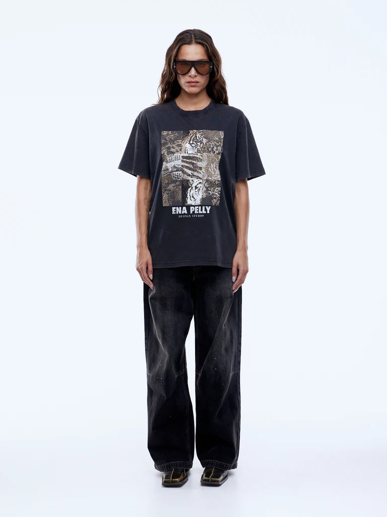 Elysian Collective Ena Pelly Mixed Animal Tee Vintage Black