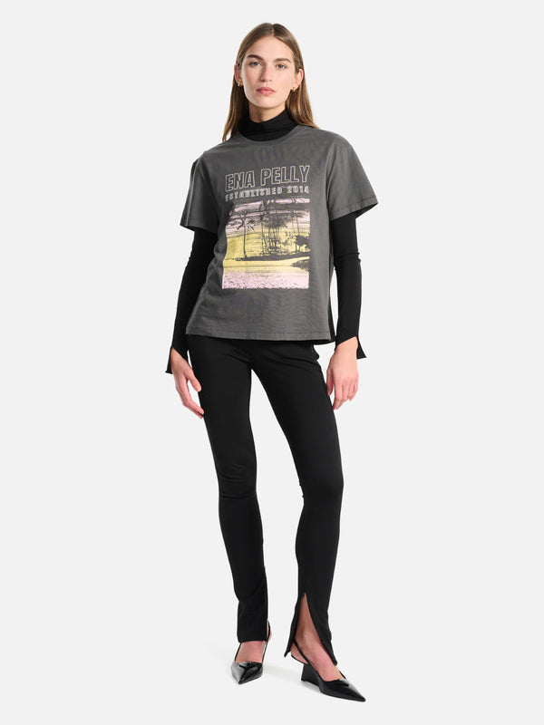 Elysian Collective Ena Pelly Palms Landscape Relaxed Tee Charcoal
