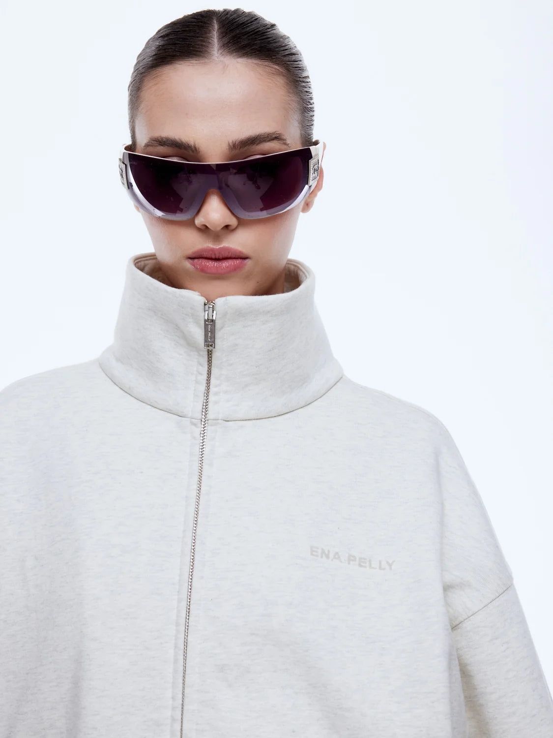 Elysian Collective Ena Pelly Paris Terry Zip Thru Oat Marle