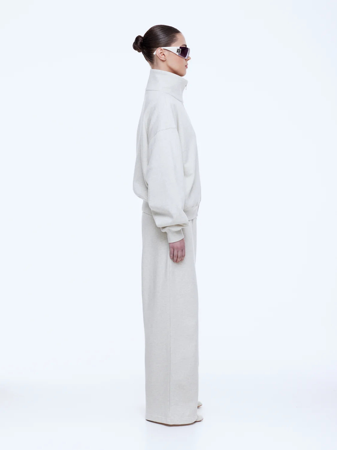 Elysian Collective Ena Pelly Paris Terry Zip Thru Oat Marle