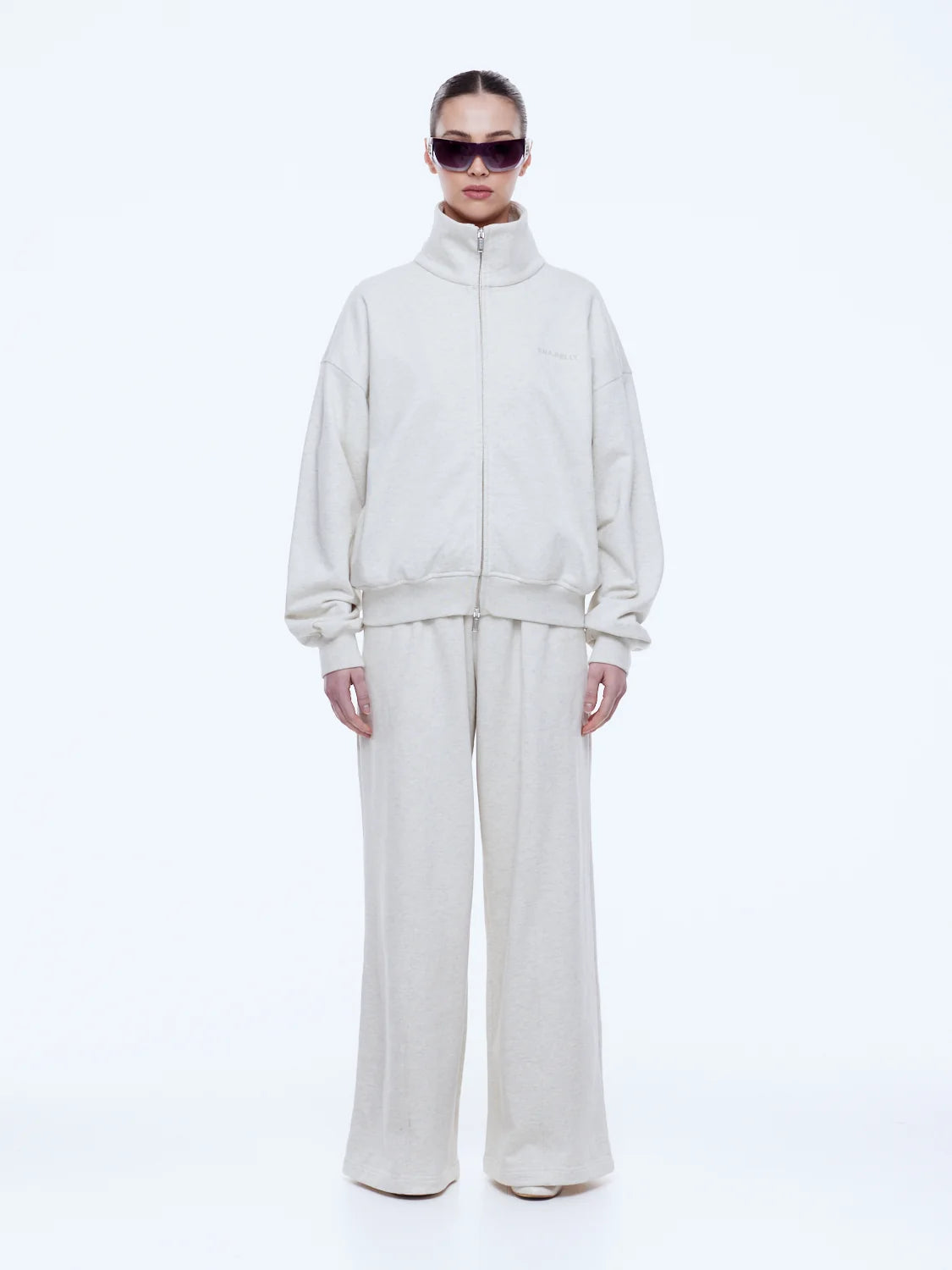 Elysian Collective Ena Pelly Paris Terry Zip Thru Oat Marle