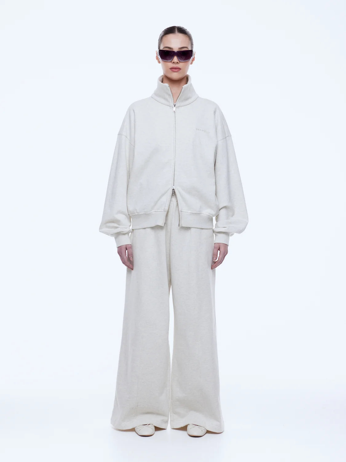 Elysian Collective Ena Pelly Paris Terry Zip Thru Oat Marle