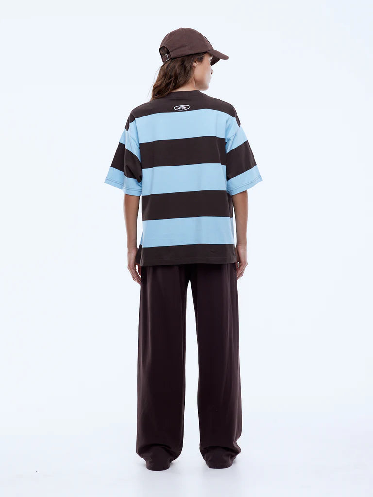 Elysian Collective Ena Pelly Sport Stripe Tee Cloud Blue Cocoa Stripe
