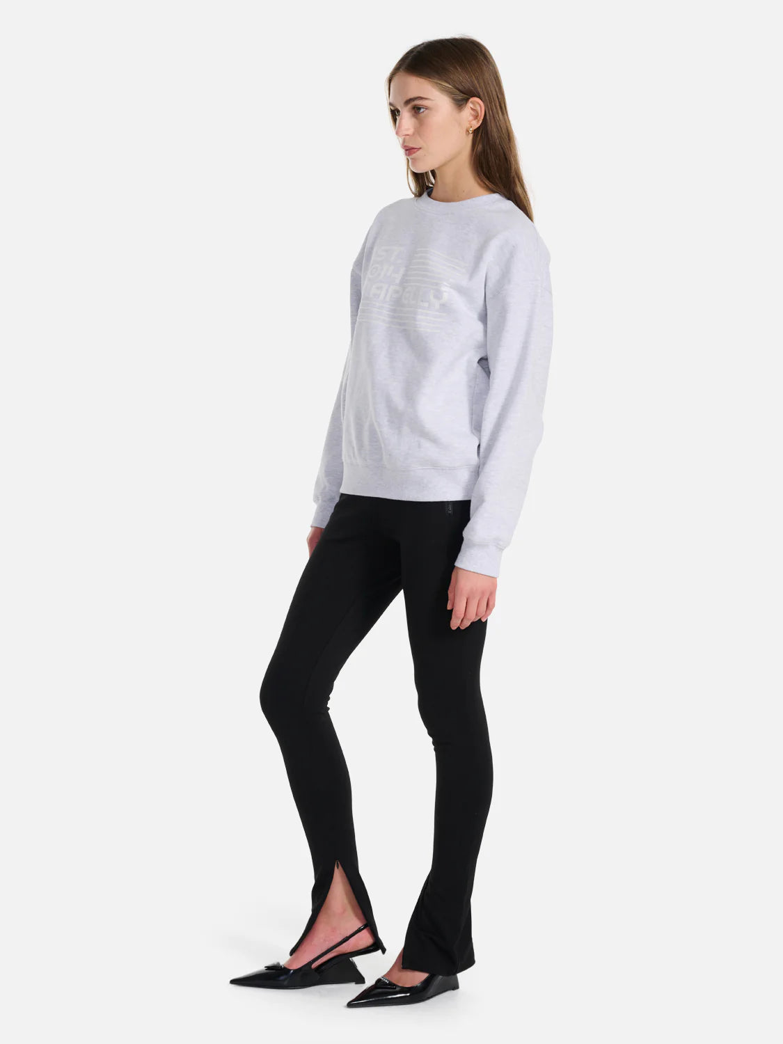 Elysian Collective Ena Pelly Quinn Pelly Relaxed Sweater White Marle