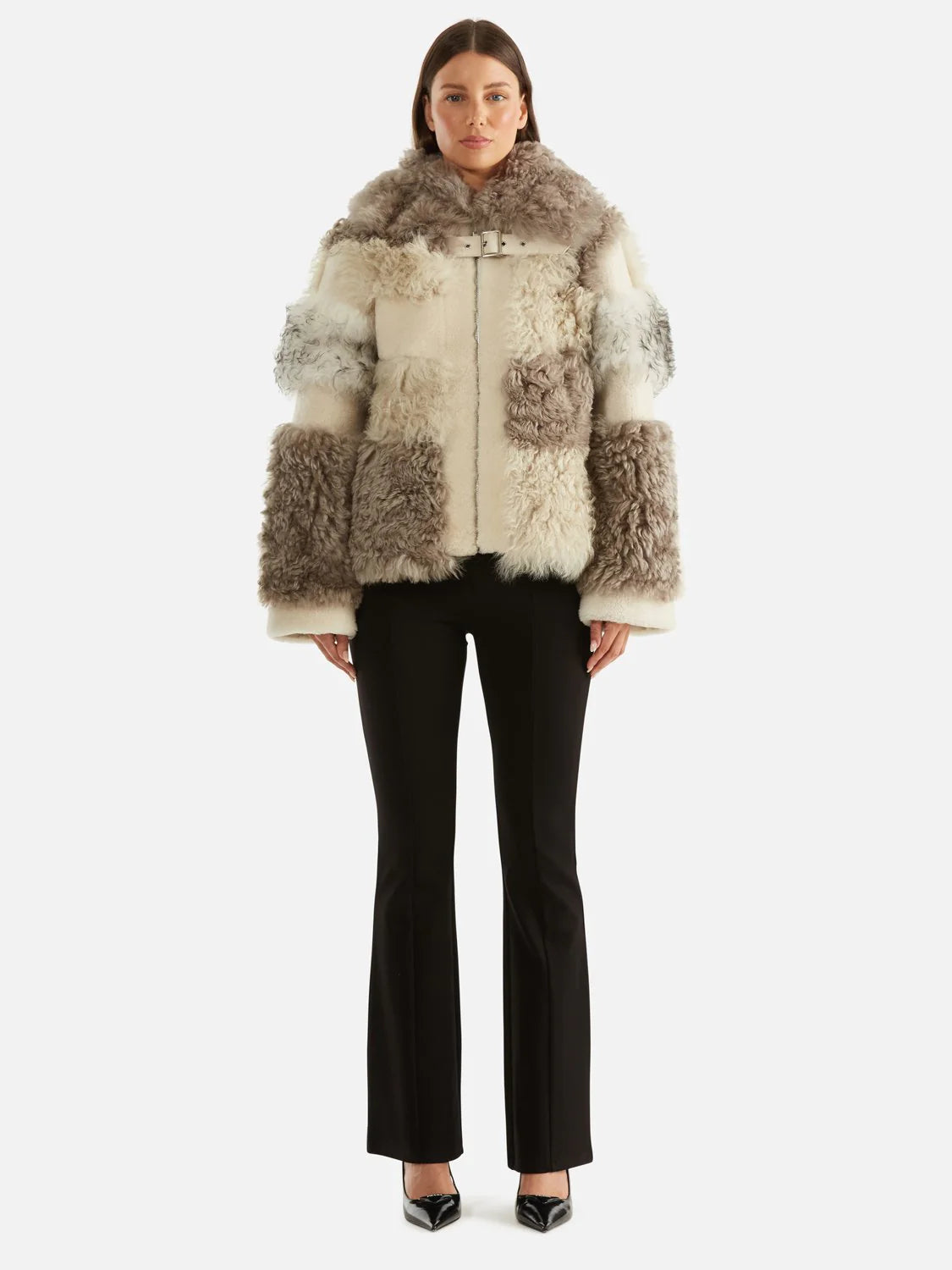 Elysian Collective Ena Pelly Shae Shearling Jacket Neutral Multi