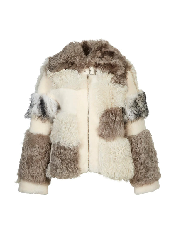 Elysian Collective Ena Pelly Shae Shearling Jacket Neutral Multi