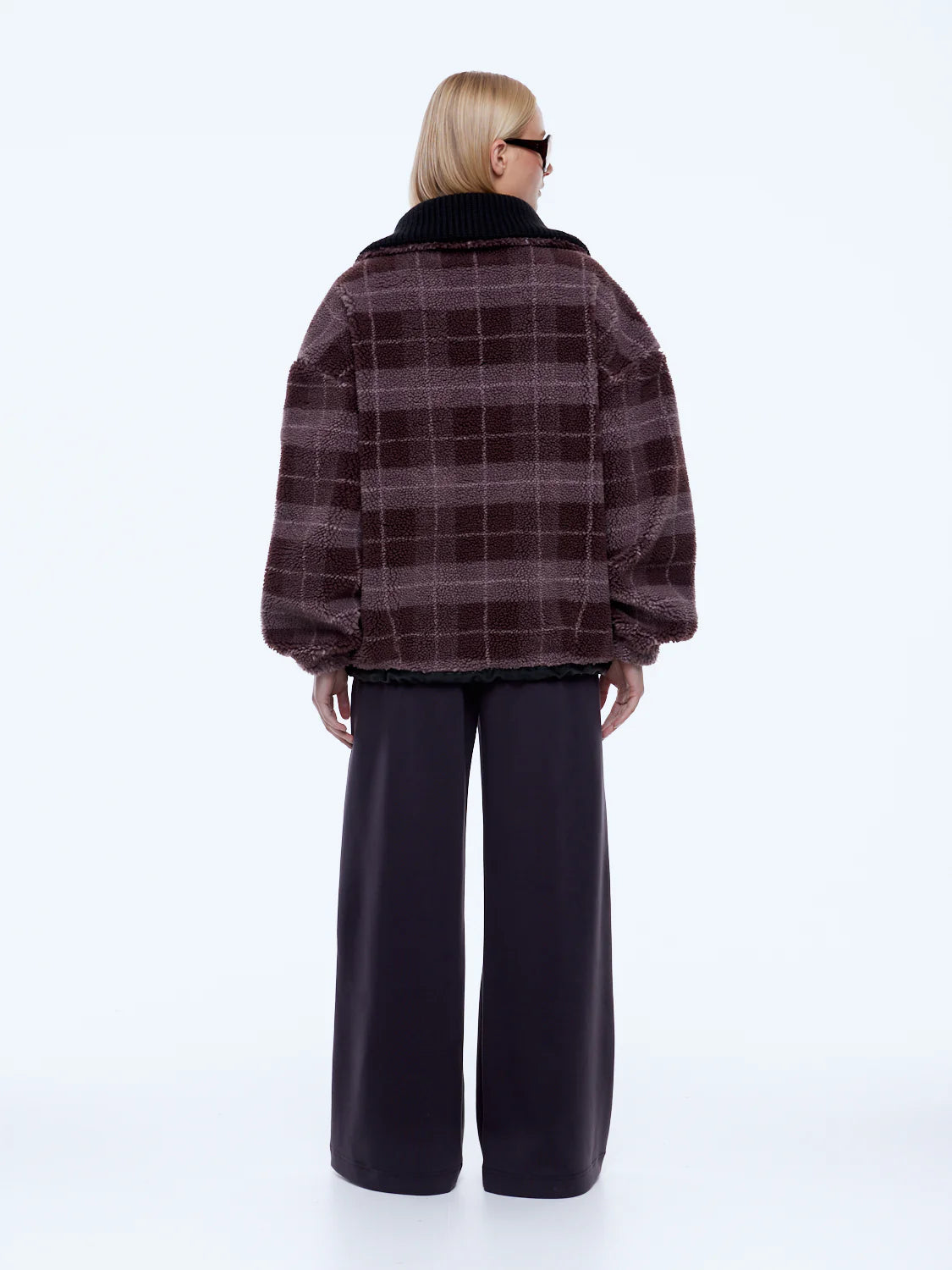 Elysian Collective Ena Pelly Winnie Quarter Zip Burgundy Plaid