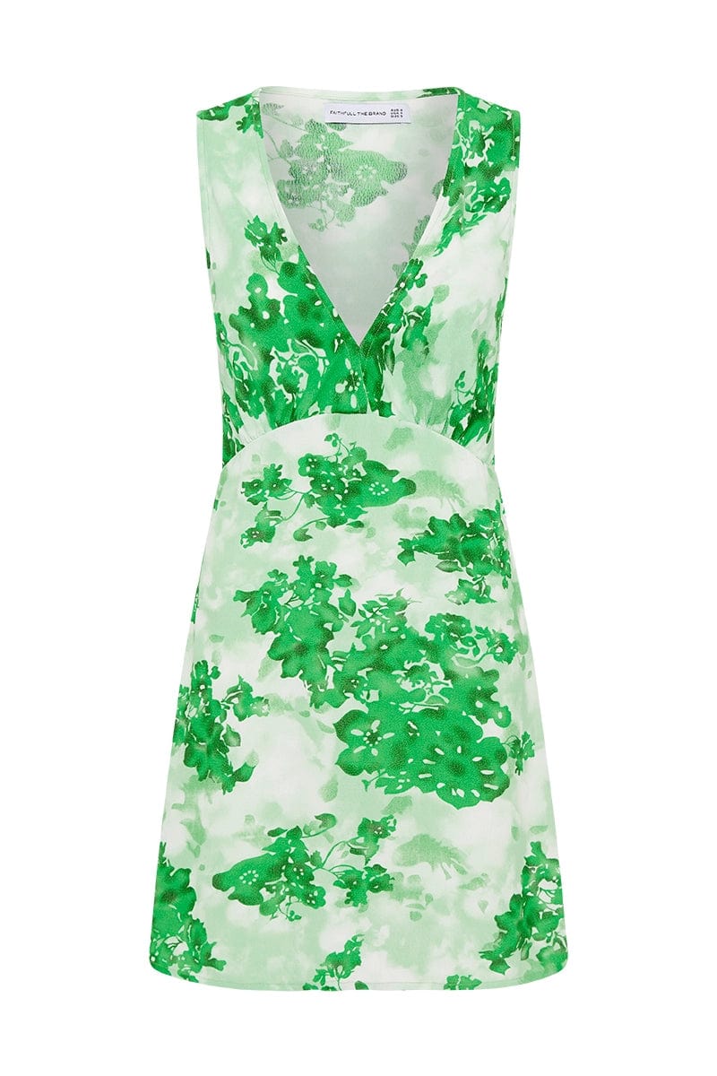 Elysian Collective Faithfull The Brand Nadja Mini Dress Rosella Floral Green