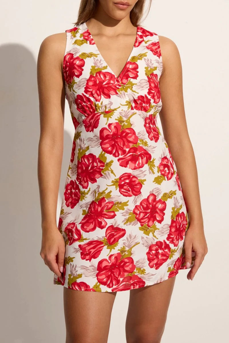 Elysian Collective Faithfull The Brand Penne Mini Dress Isadora Floral Red