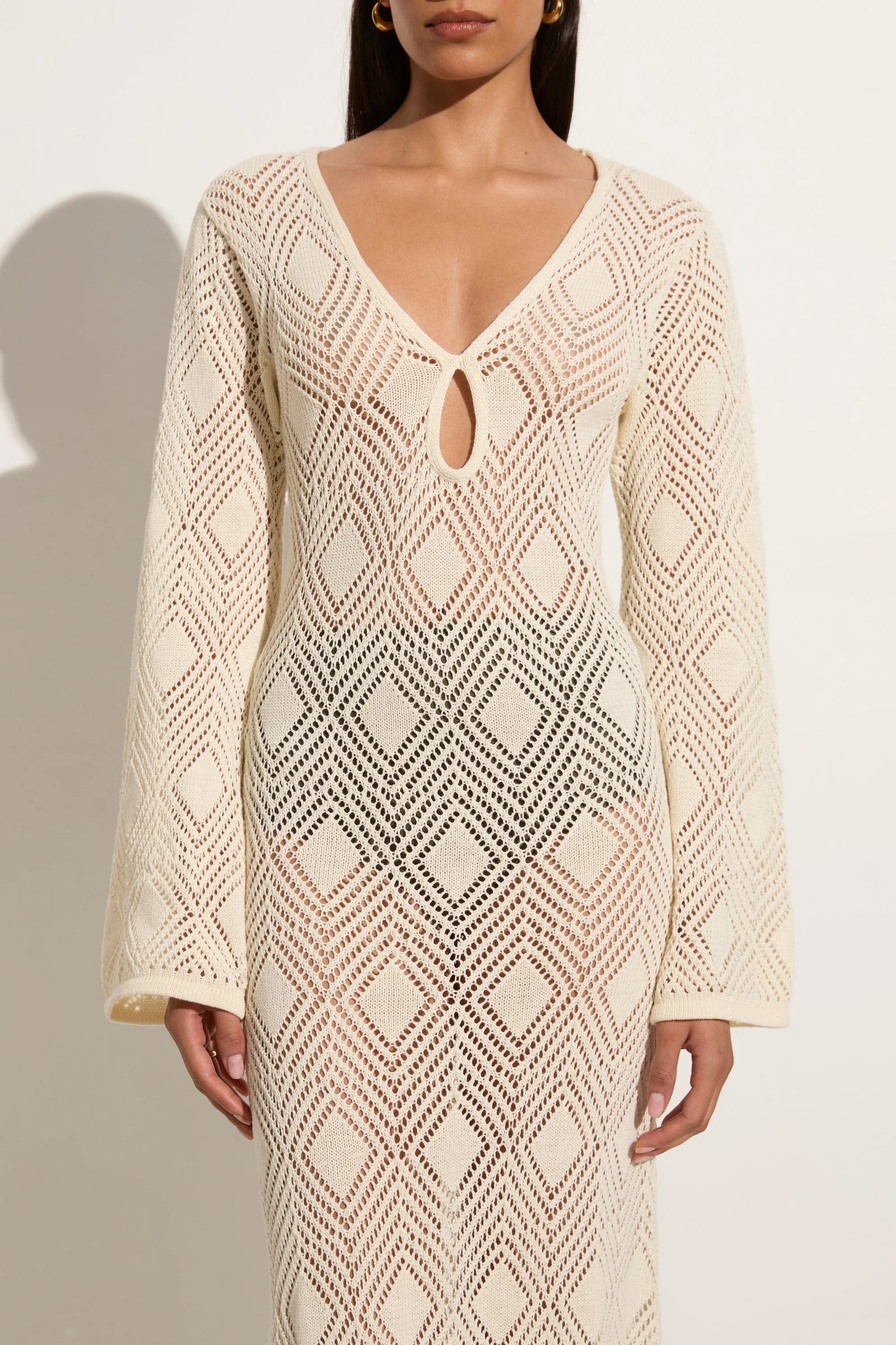 Elysian Collective Faithfull The Brand Serena Pointelle Knit Dress Off White