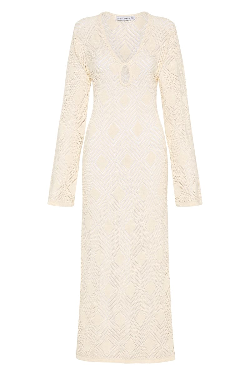 Elysian Collective Faithfull The Brand Serena Pointelle Knit Dress Off White