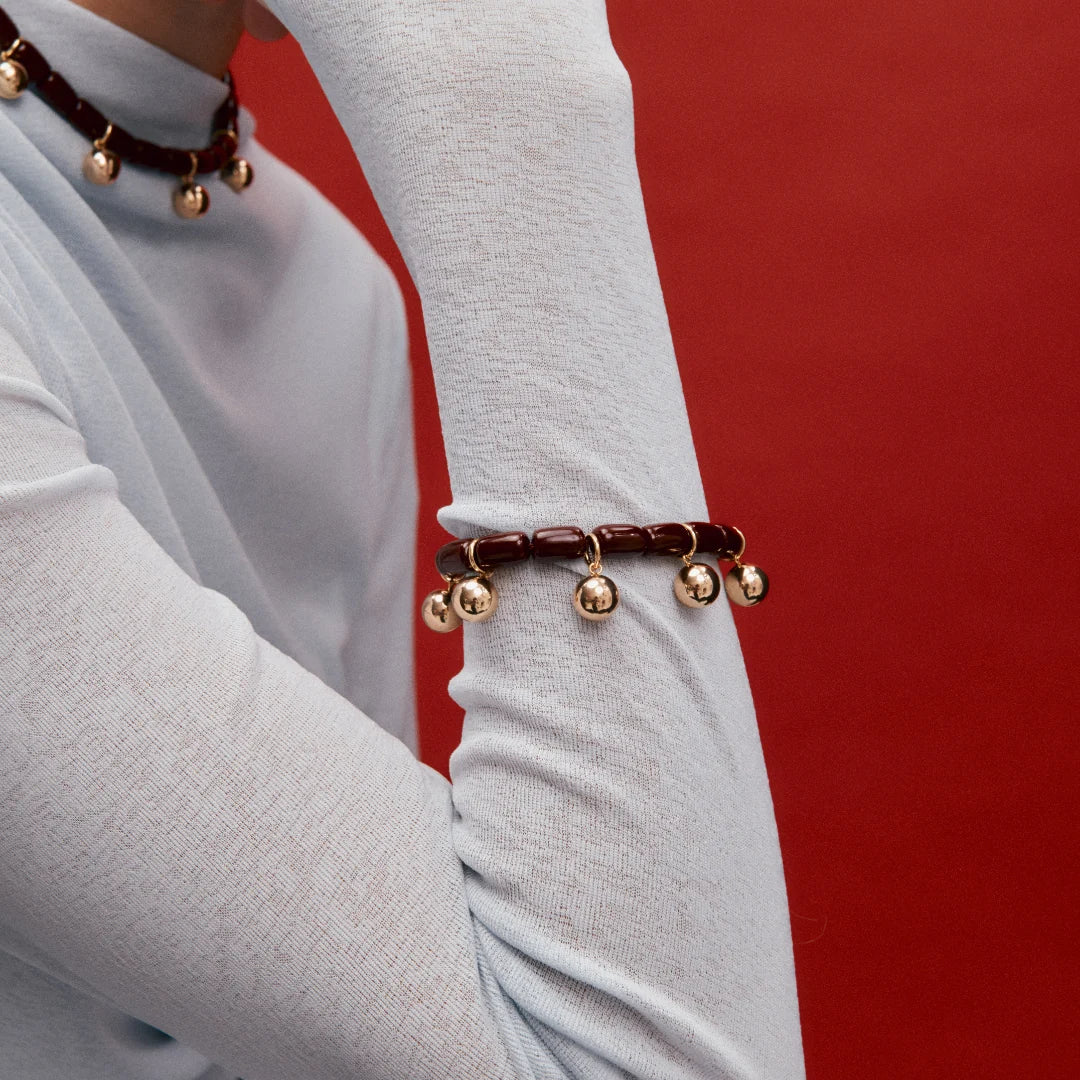Elysian Collective Gimme Resin Bracelet Burgundy Gold