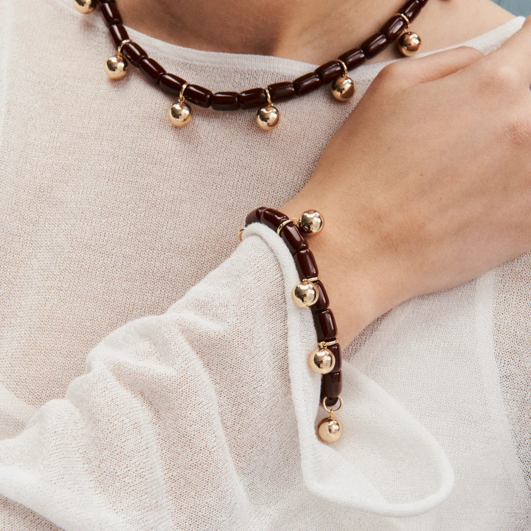 Elysian Collective Gimme Resin Bracelet Burgundy Gold