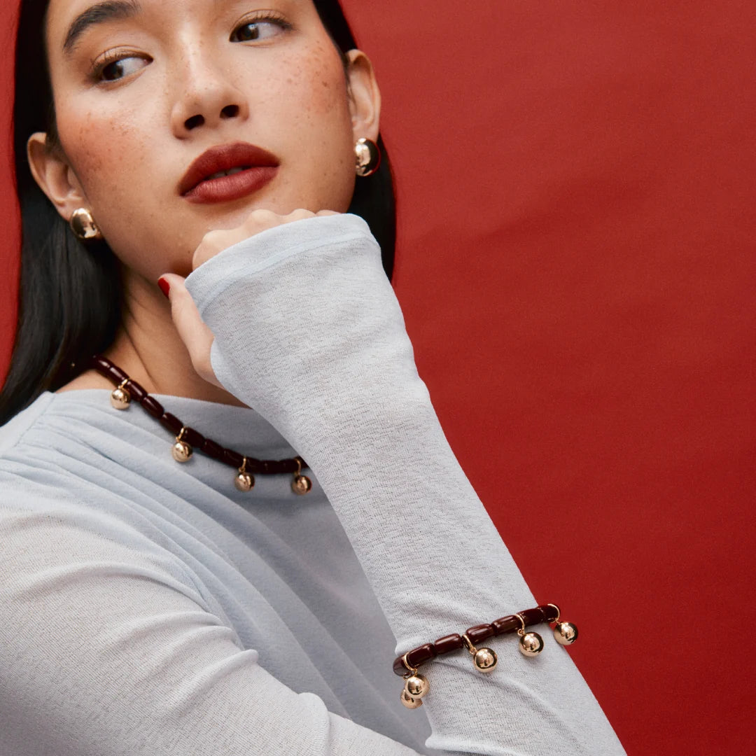 Elysian Collective Gimme Resin Bracelet Burgundy Gold