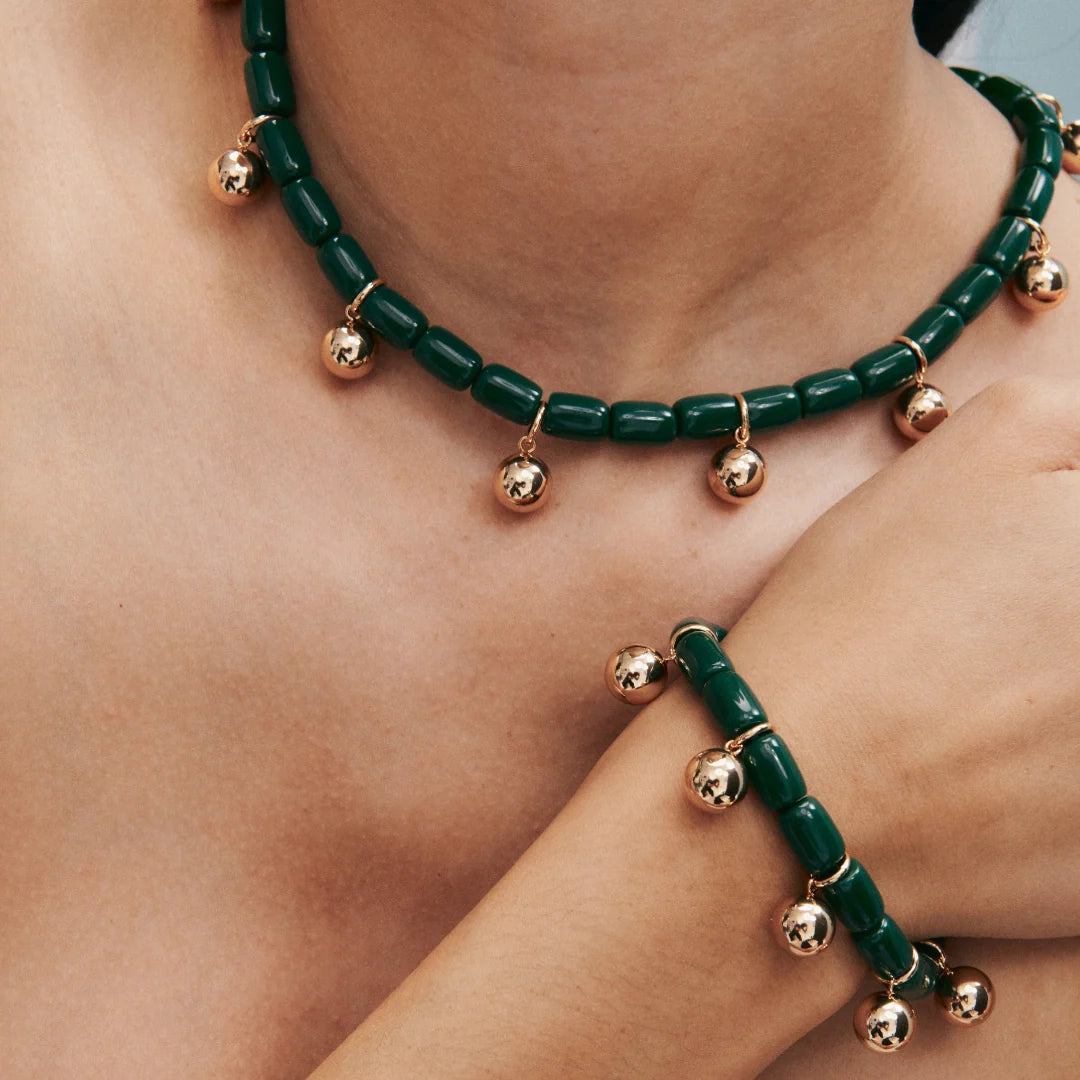 Elysian Collective Gimme Resin Bracelet Forest Green Gold