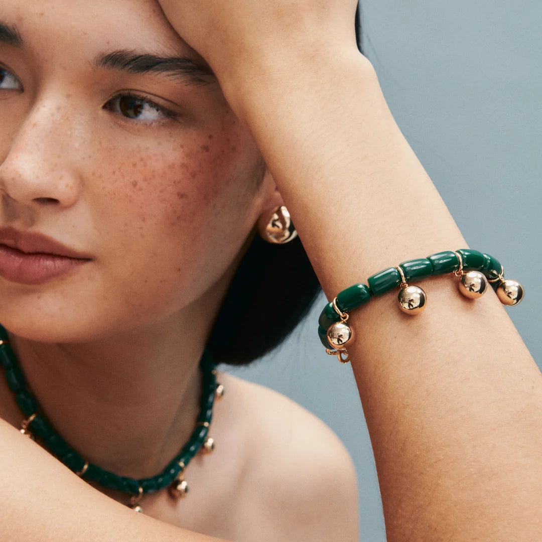 Elysian Collective Gimme Resin Bracelet Forest Green Gold