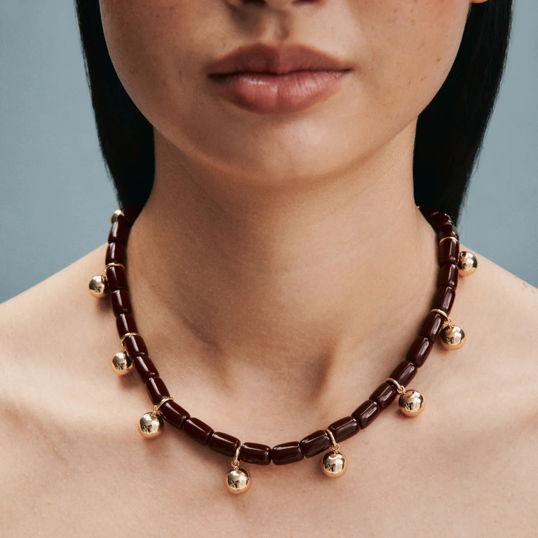 Elysian Collective Gimme Resin Necklace Burgundy Gold