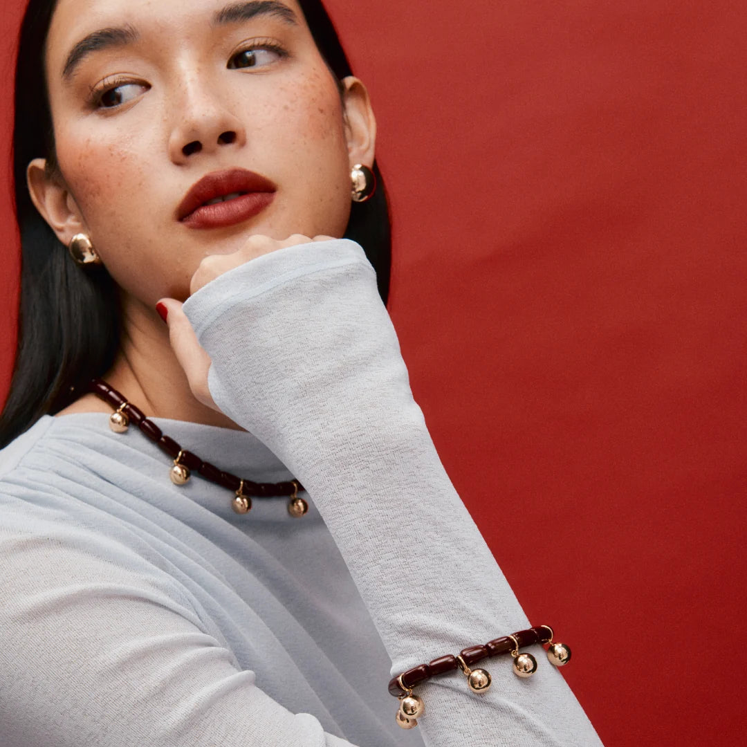 Elysian Collective Gimme Resin Necklace Burgundy Gold