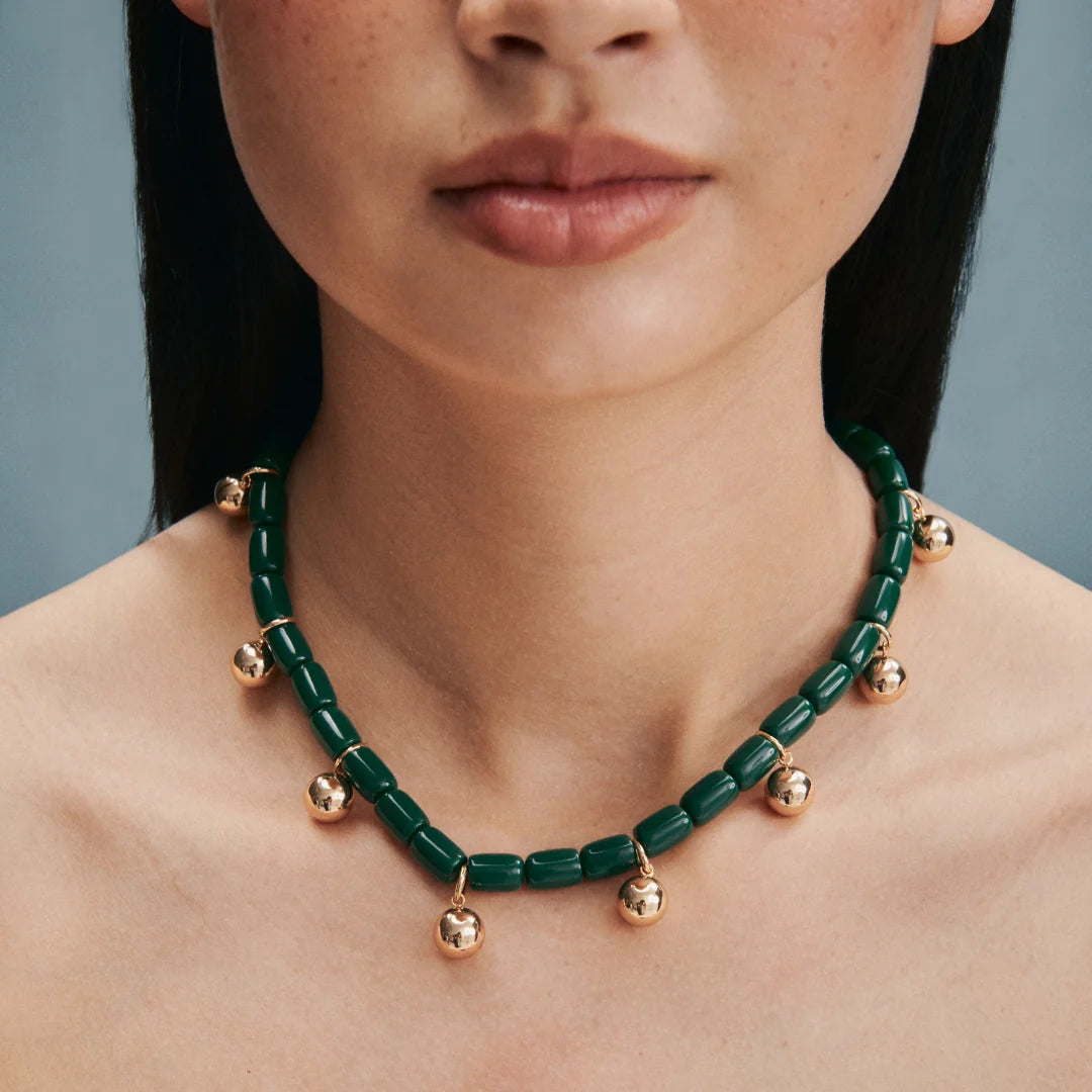 Elysian Collective Gimme Resin Necklace Forest Green Gold