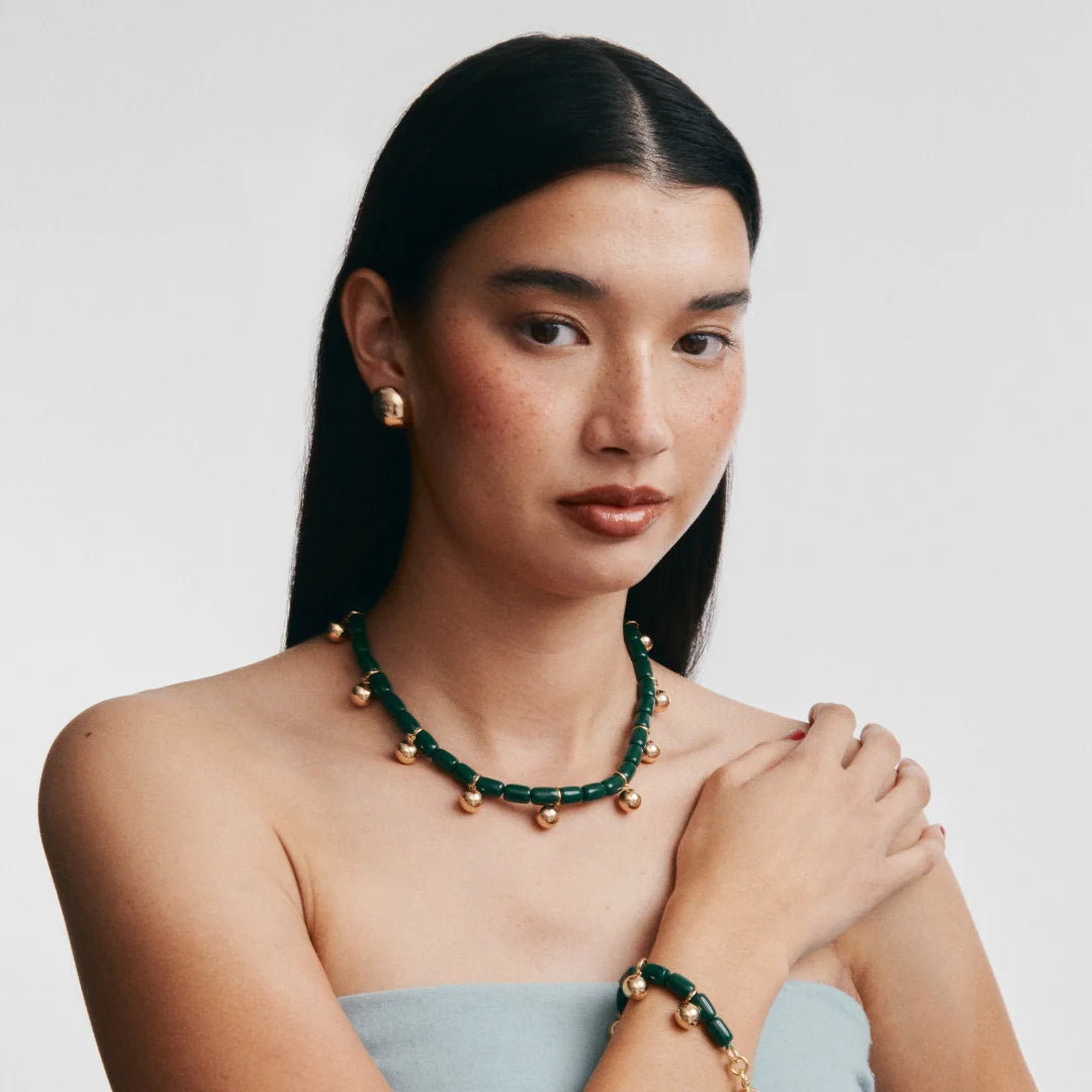Elysian Collective Gimme Resin Necklace Forest Green Gold