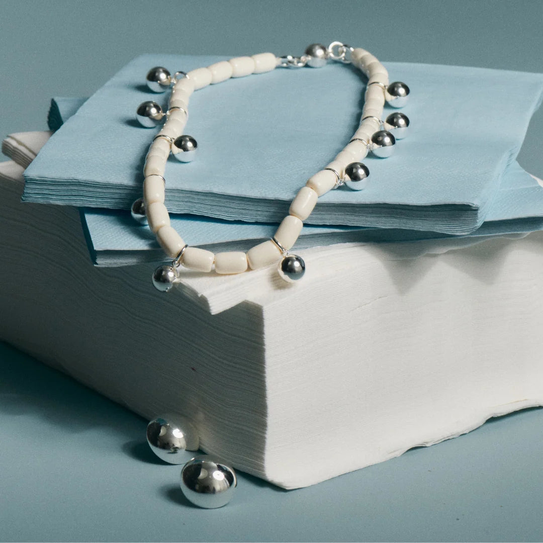 Elysian Collective Gimme Resin Necklace Ivory Silver